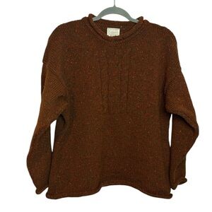 Kennedy Of Ardara Vintage Lambswool Copper Chunky Confetti Cable Knit Sweater
